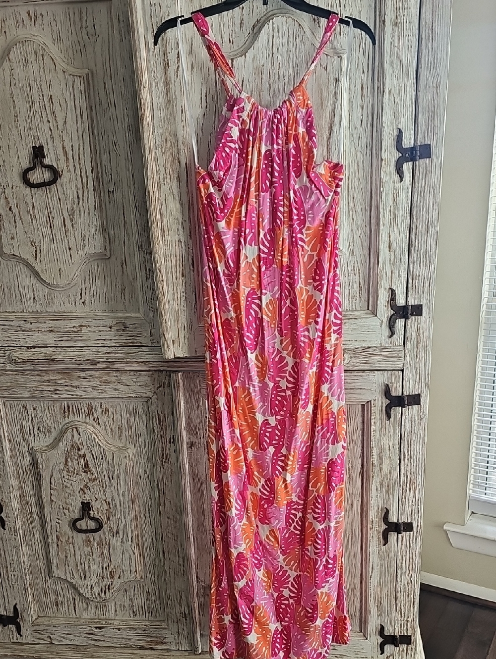 Escapada Living Pink and Orange Floral Maxi Dress - SIZE M